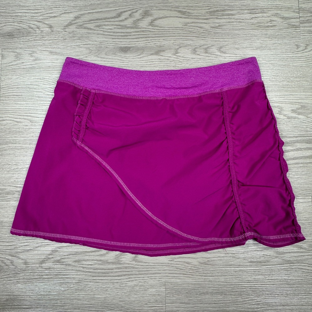 Kyodan Women's Athletic Skort Purple Medium Ruffle Back Zipper Pocket Activewear